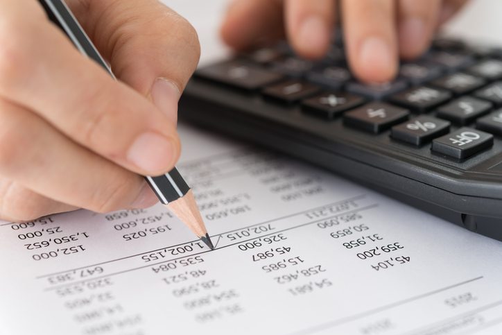 Martinson & Carter, CPAs, PA | close up of a hand holding a pencil to a spreadsheet while the other hand types on a black keyboard